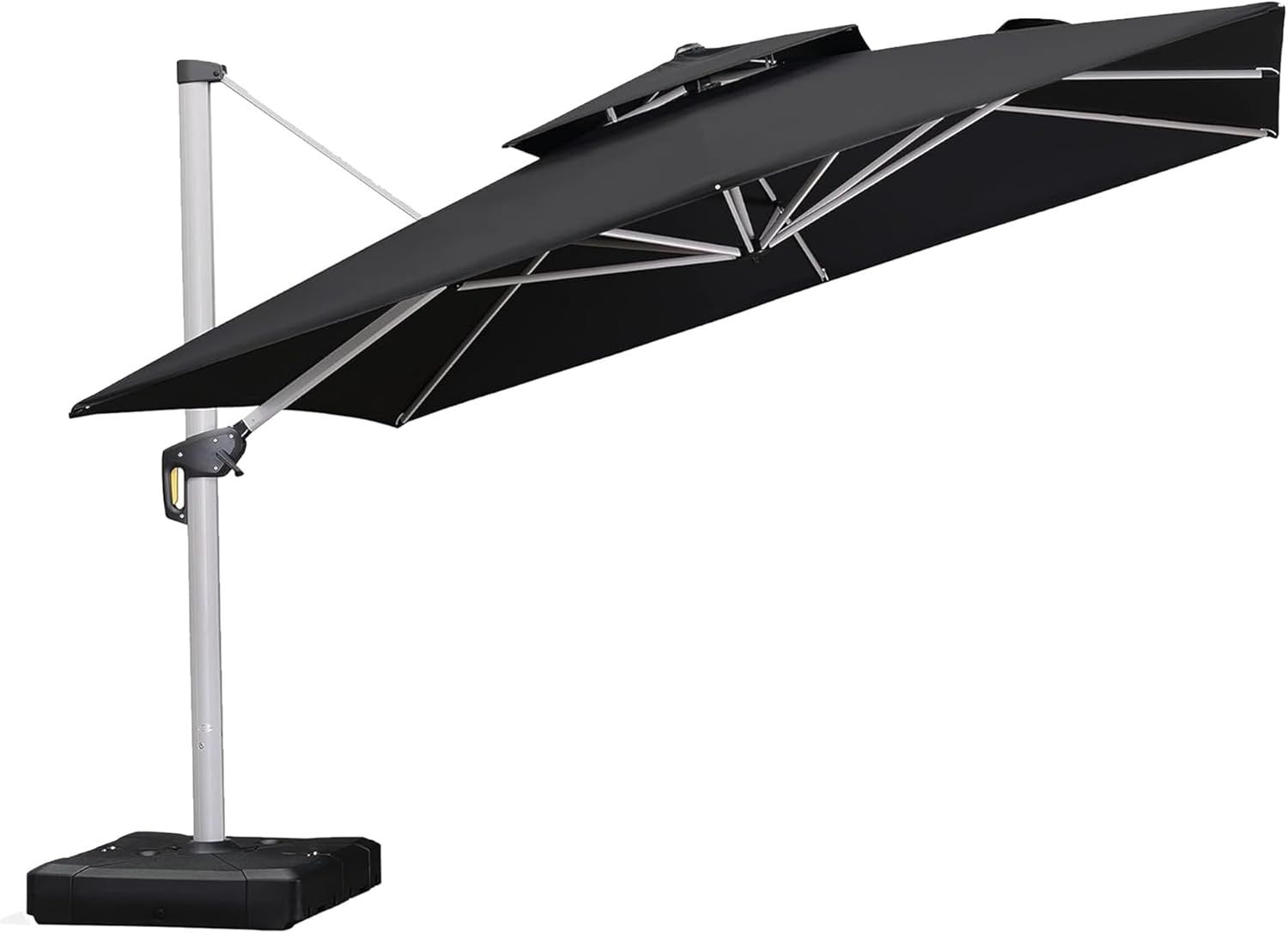 Brick Red 12' Square Aluminum Patio Cantilever Umbrella