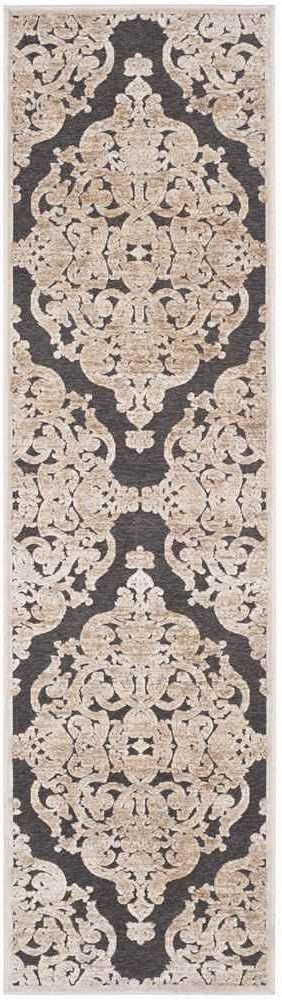 SAFAVIEH Paradise Collection Accent Rug - 2'7" x 4', Stone & Anthracite, Medallion Viscose Design, Ideal for High Traffic Areas in Entryway, Living Room, Bedroom (PAR348-3430)