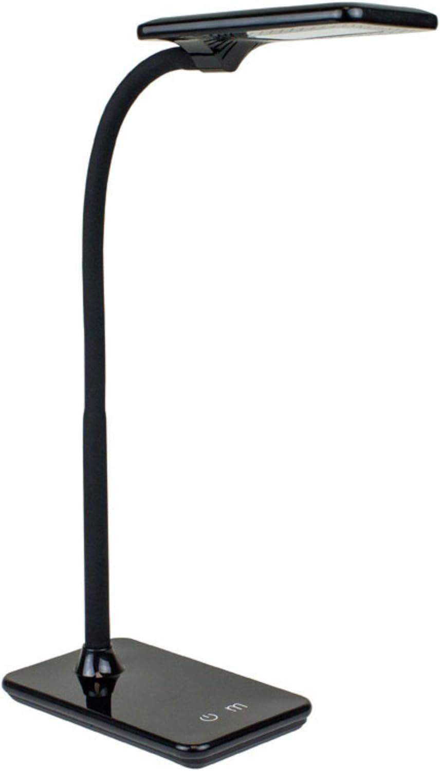 Sleek Adjustable 12" Black Steel Desk Lamp with Touch Dimming