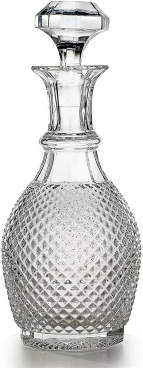 Clear Crystal Diamond-Cut Glass Decanter