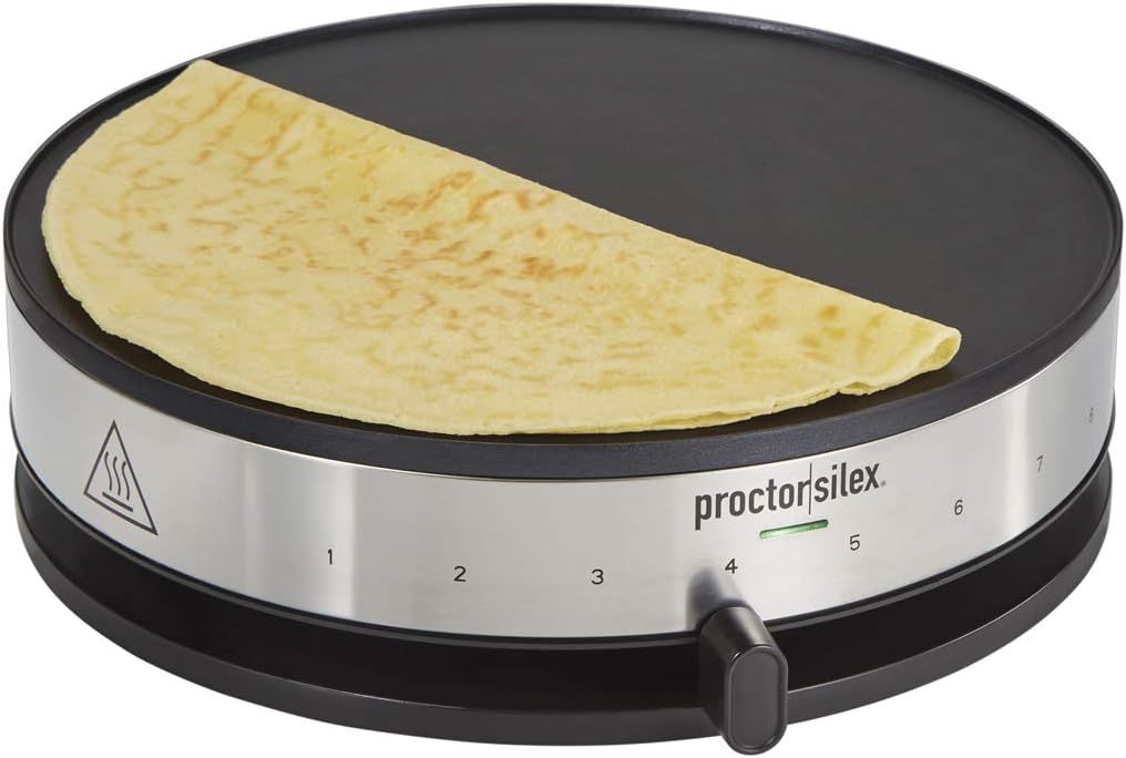 Stainless Steel 13'' Round Electric Crepe Maker with Nonstick Griddle