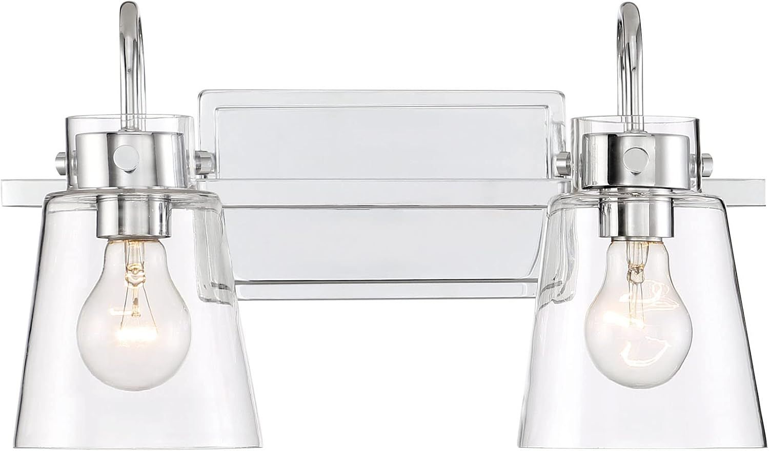 Inwood Minimal Chrome 2-Light Vanity with Clear Glass Shades