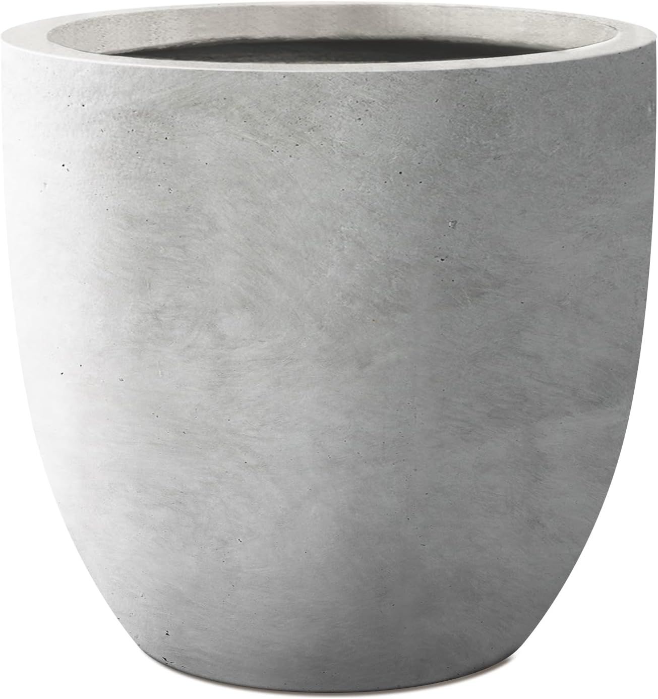 16.93" Round Gray Concrete Outdoor Planter