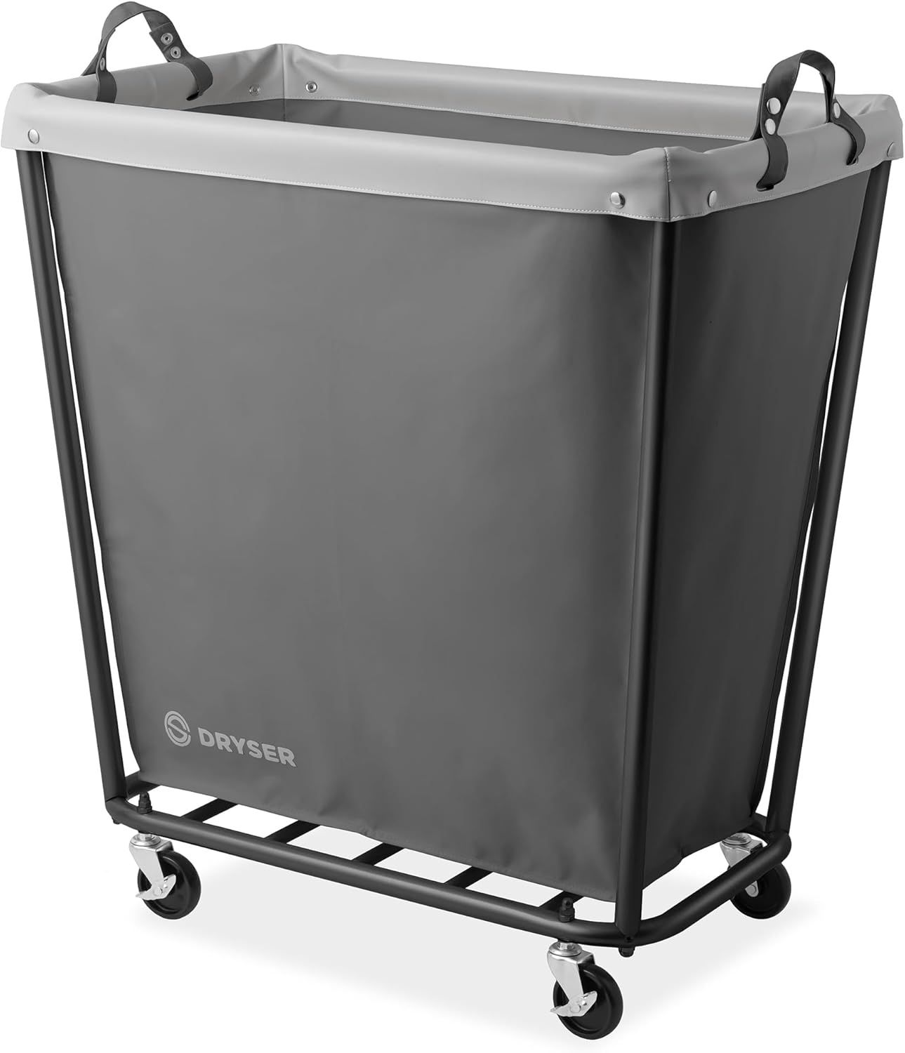 Gray Heavy-Duty Steel Frame Rolling Laundry Hamper with Canvas Bin