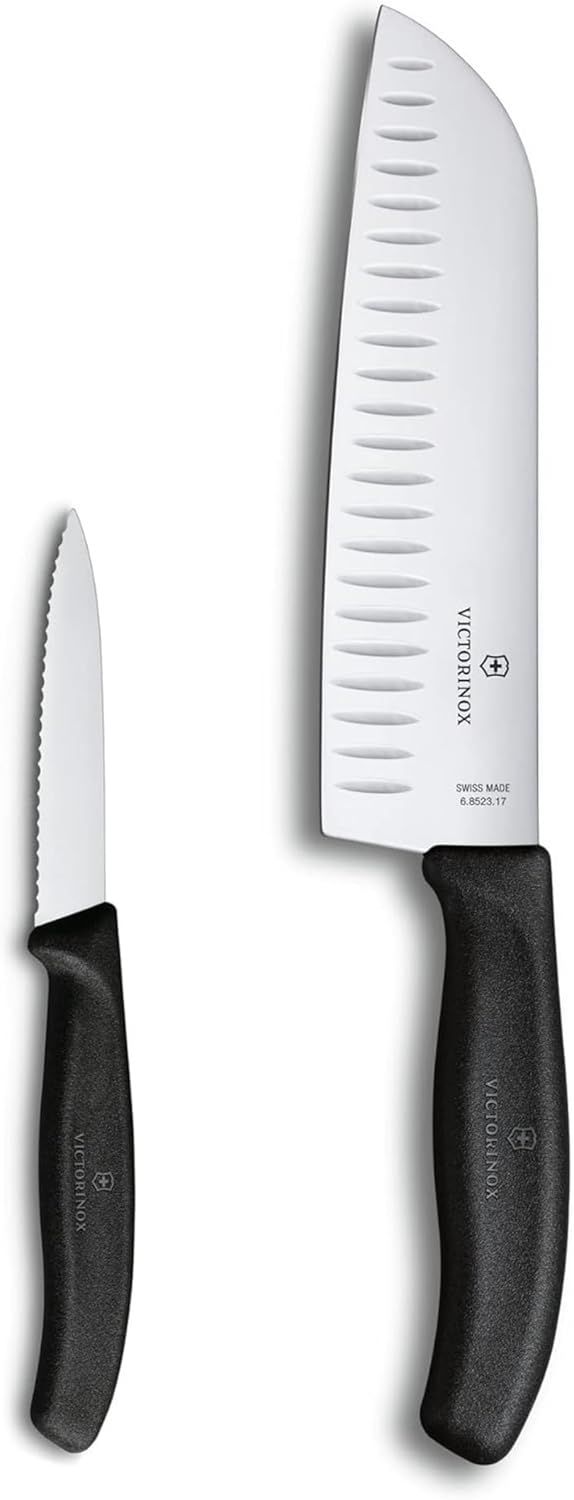 Victorinox Swiss Classic 2-Piece Black Stainless Steel Santoku Set