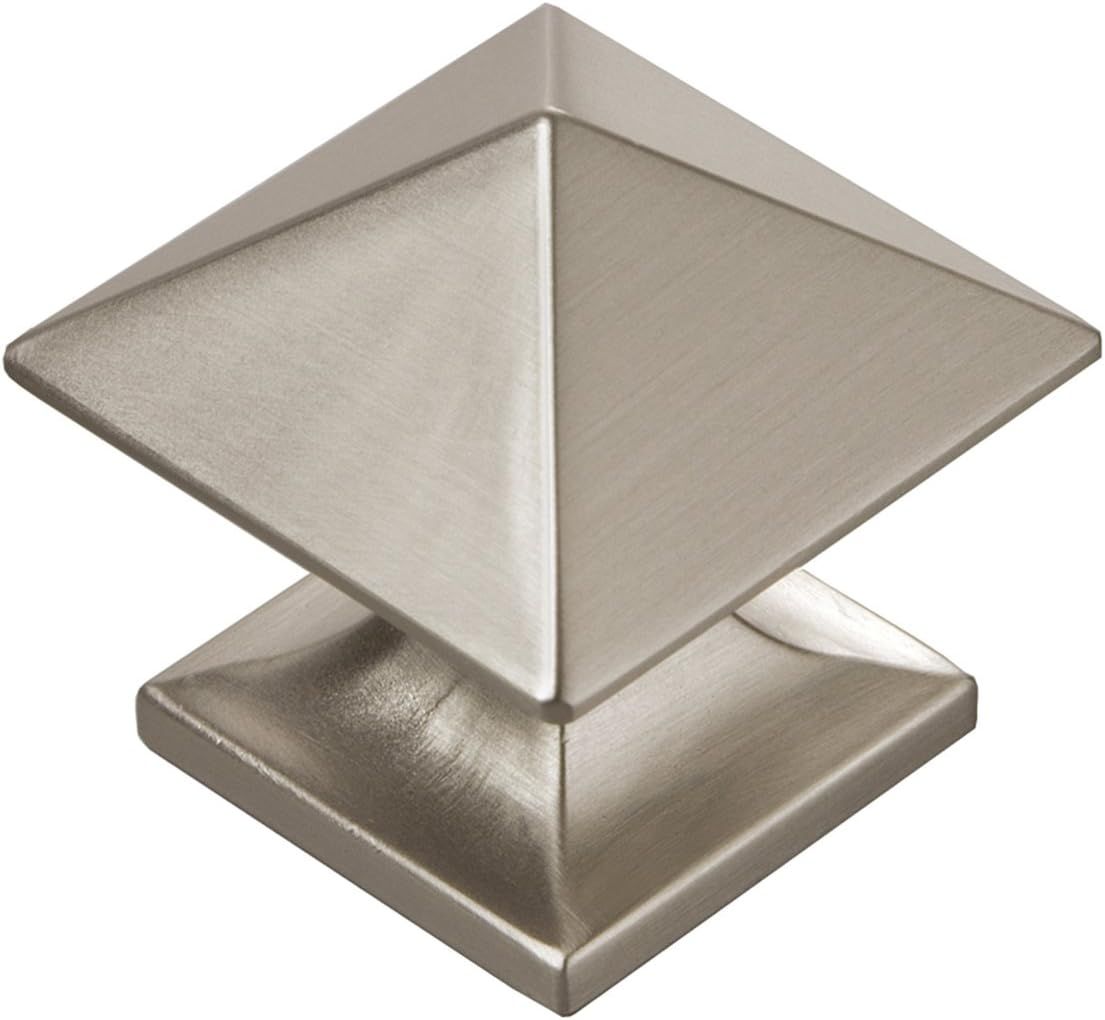 Matte Stainless Steel Square Modern Knob with Mounting Hardware