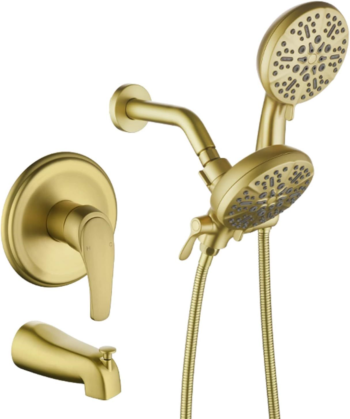 Brushed Gold Dual Shower Head and Handheld Combo Set