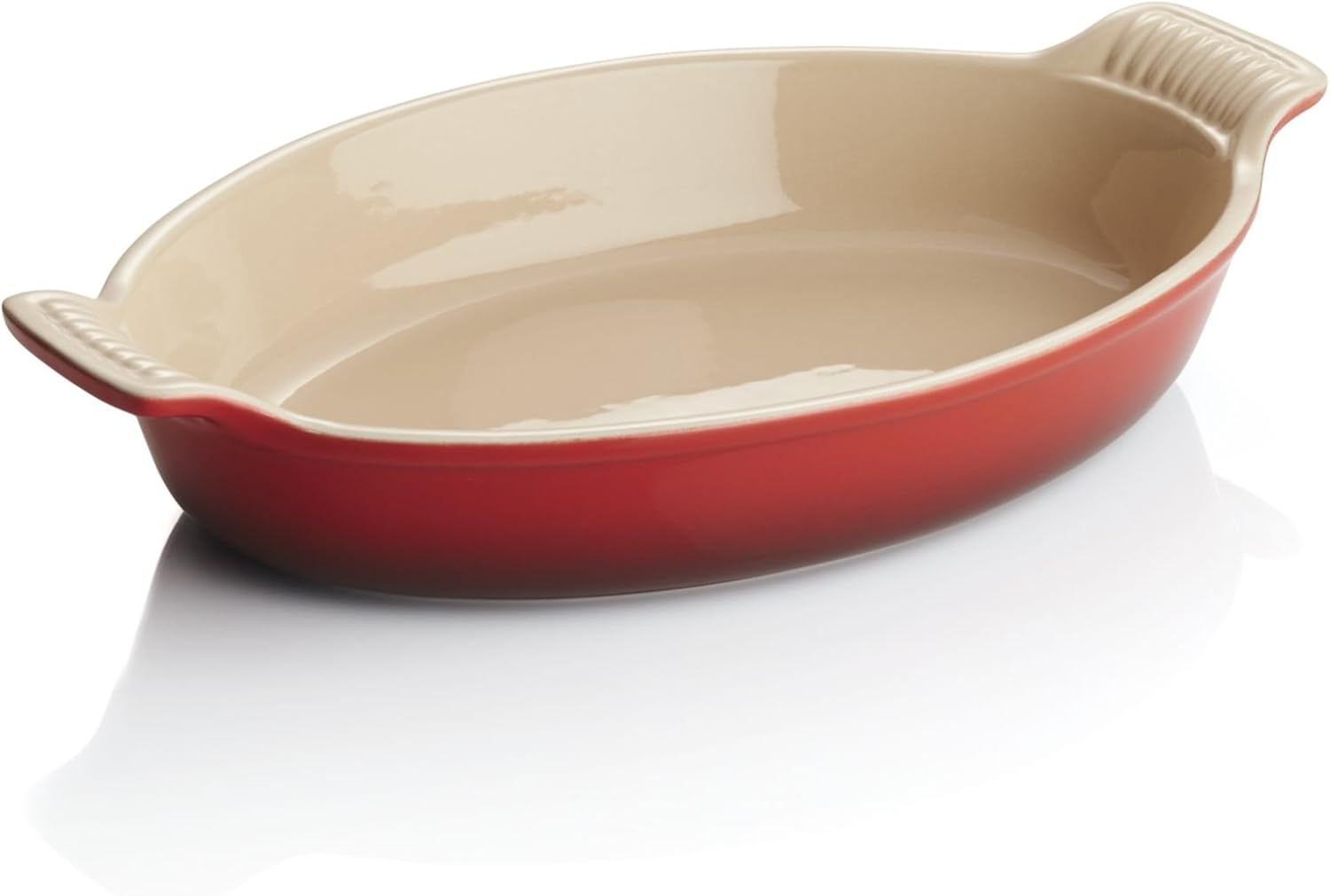 Burnt Orange Stoneware Oval Au Gratin Dish with Handles