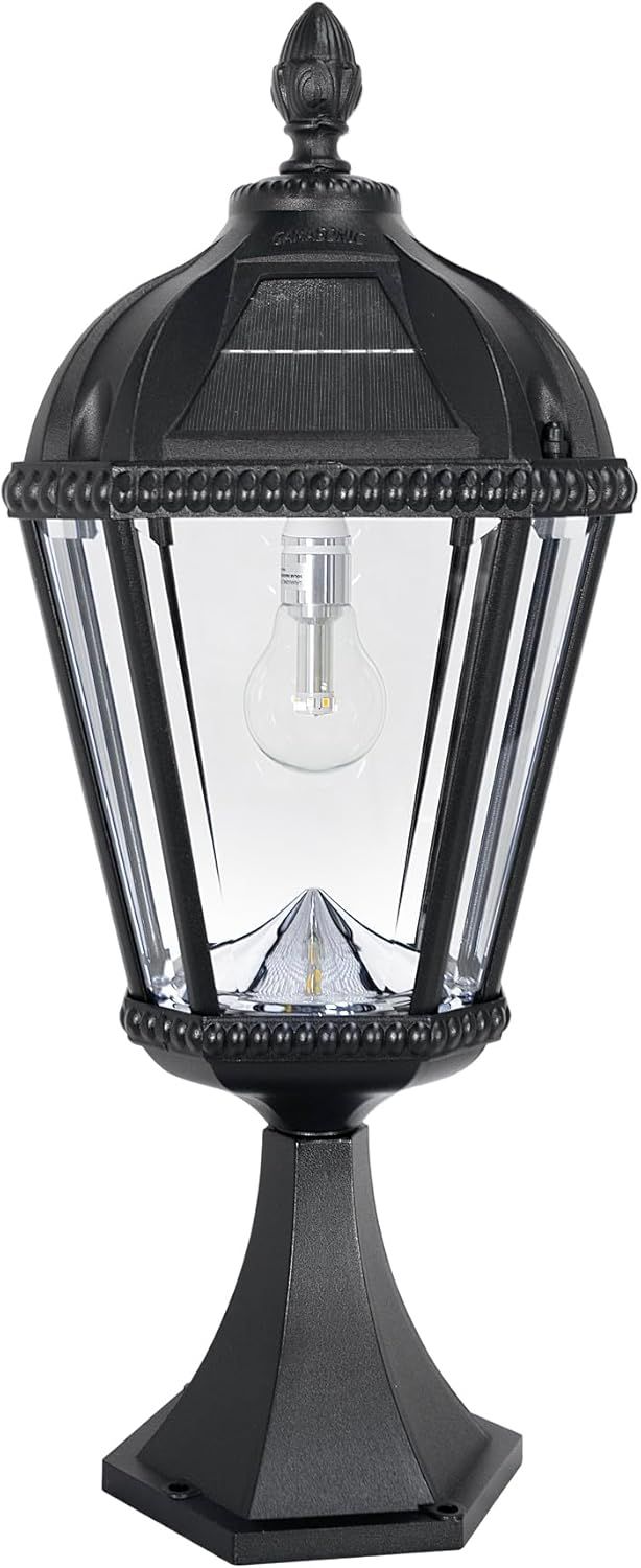 Black Aluminum and Glass Solar LED Lamp Post