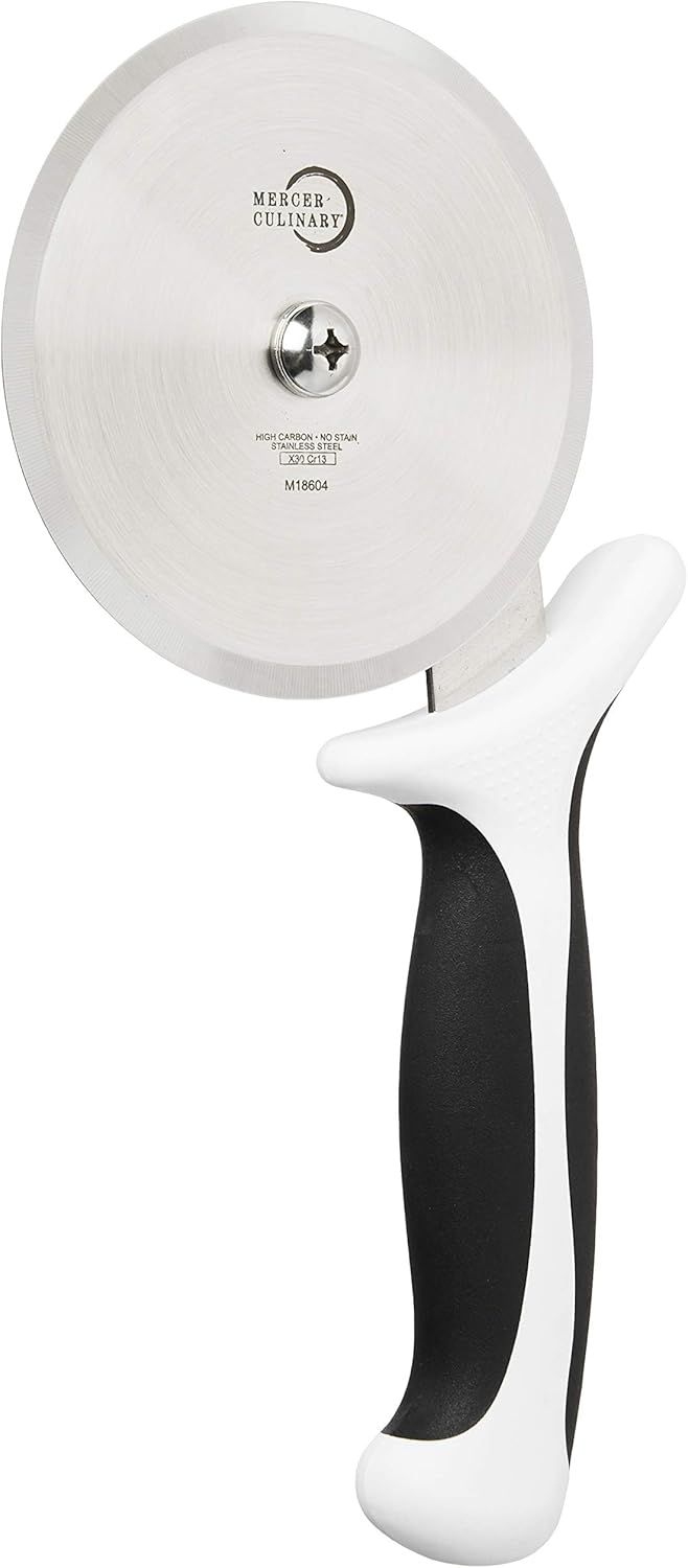 4-Inch High Carbon Steel Pizza Cutter with White Handle