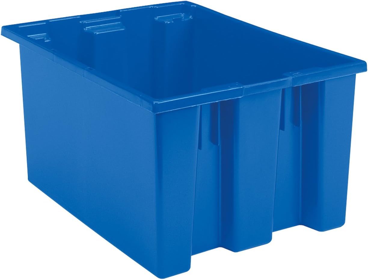 Blue Heavy-Duty Stackable Plastic Storage Container