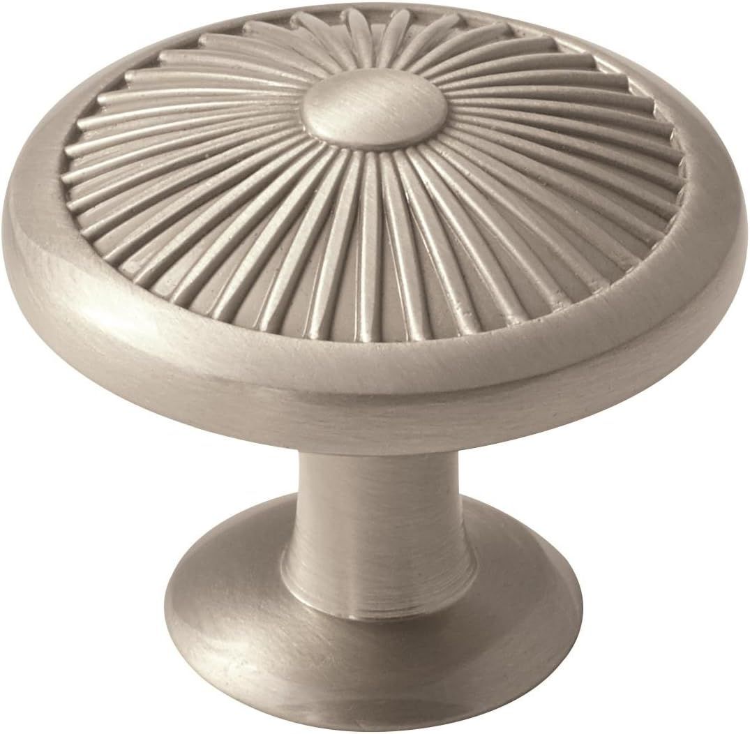 Amerock | Cabinet Knob | Satin Nickel | 1-3/8 inch (35 mm) Diameter | Crawford | 1 Pack | Drawer Knob | Cabinet Hardware