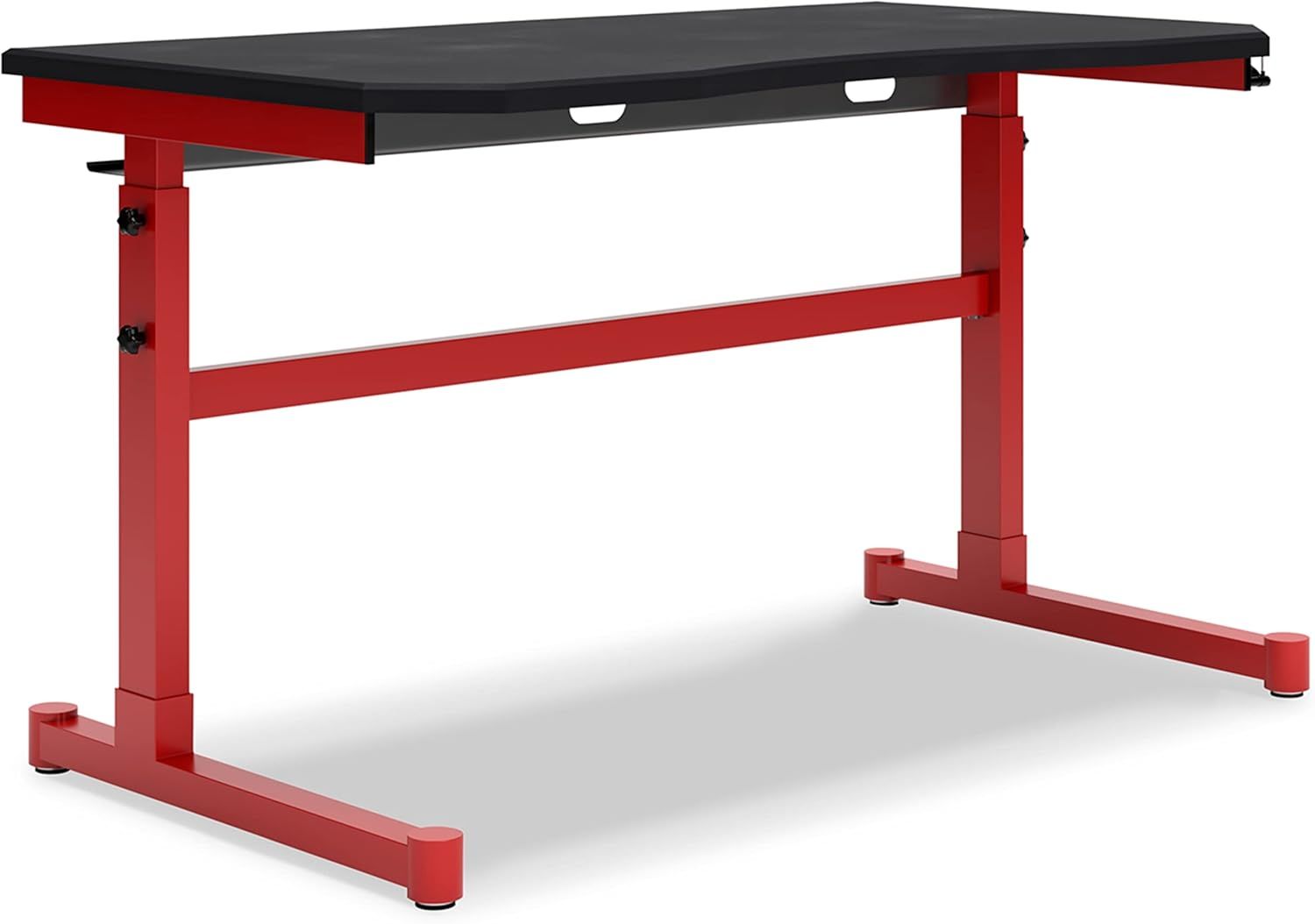 Red and Black Adjustable Height Gaming Desk with Power Outlet