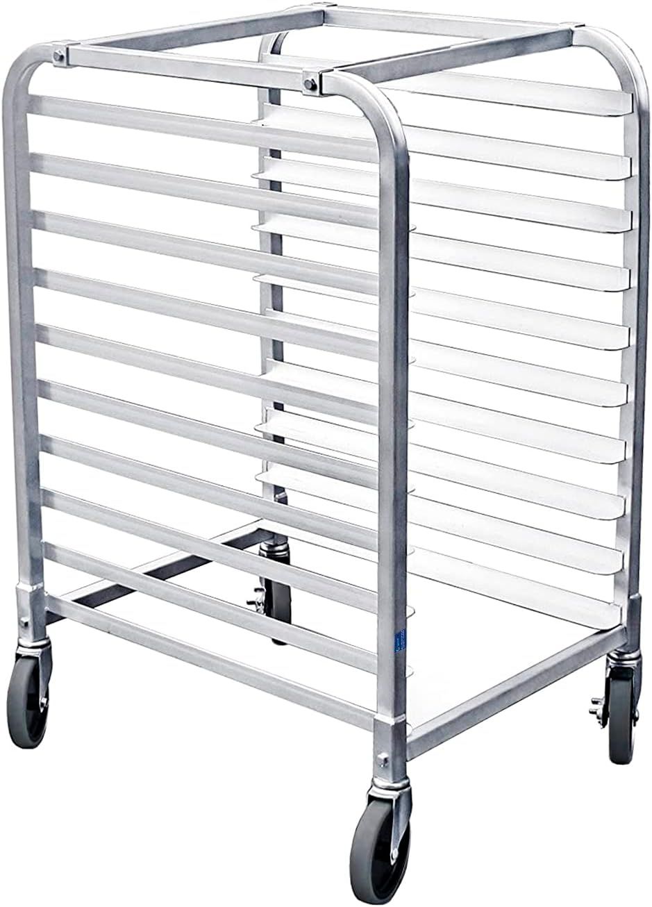 Large Silver Aluminum 10-Shelf Mobile Pan Rack