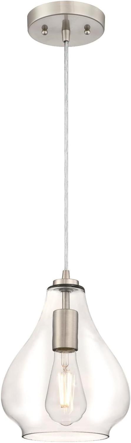 Vintage-Inspired Wes Mini Pendant in Brushed Nickel with Clear Glass