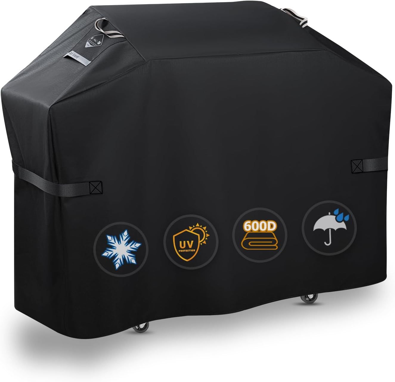 Black 55-Inch Heavy-Duty Waterproof Grill Cover