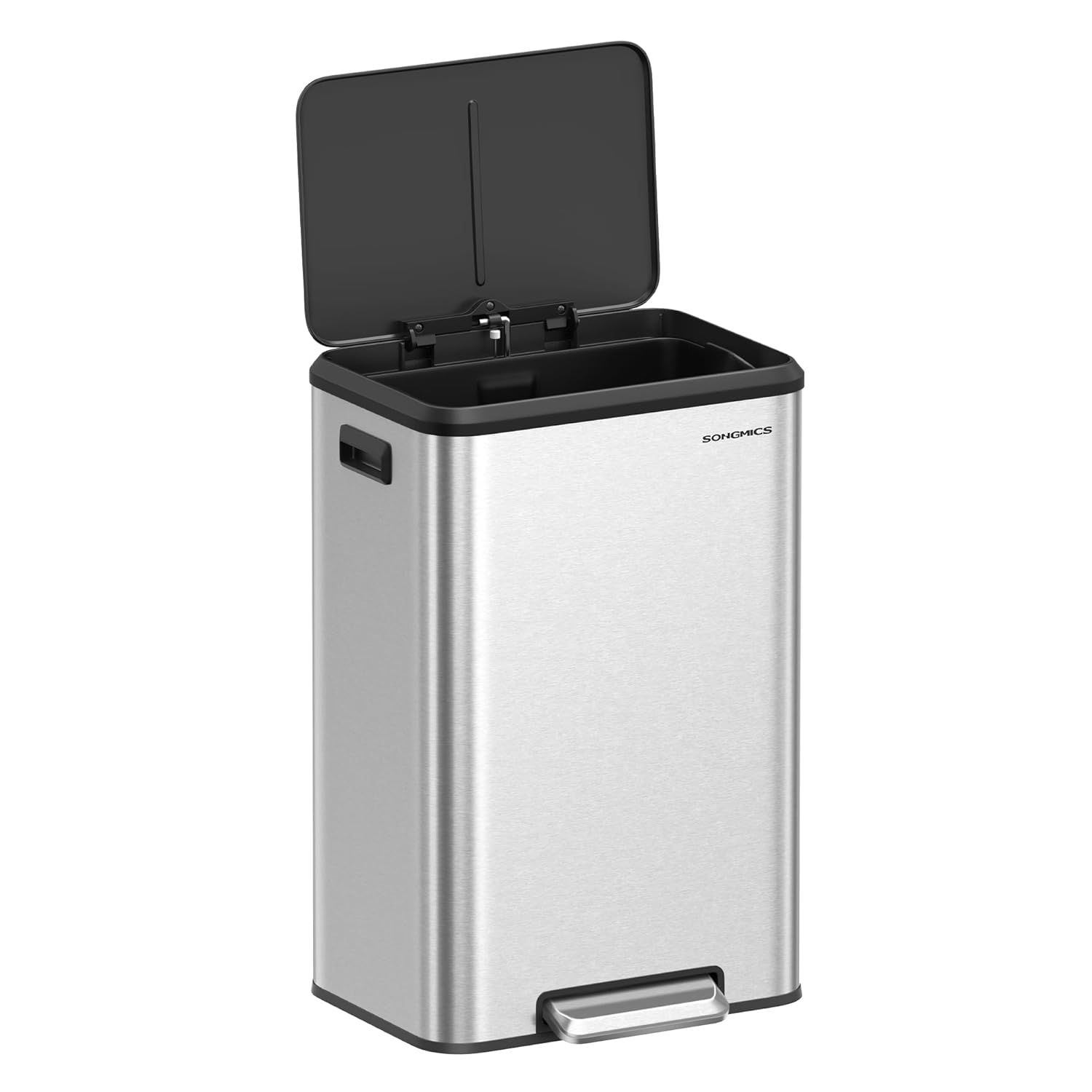 Silver Stainless Steel Rectangular Pedal Trash Can