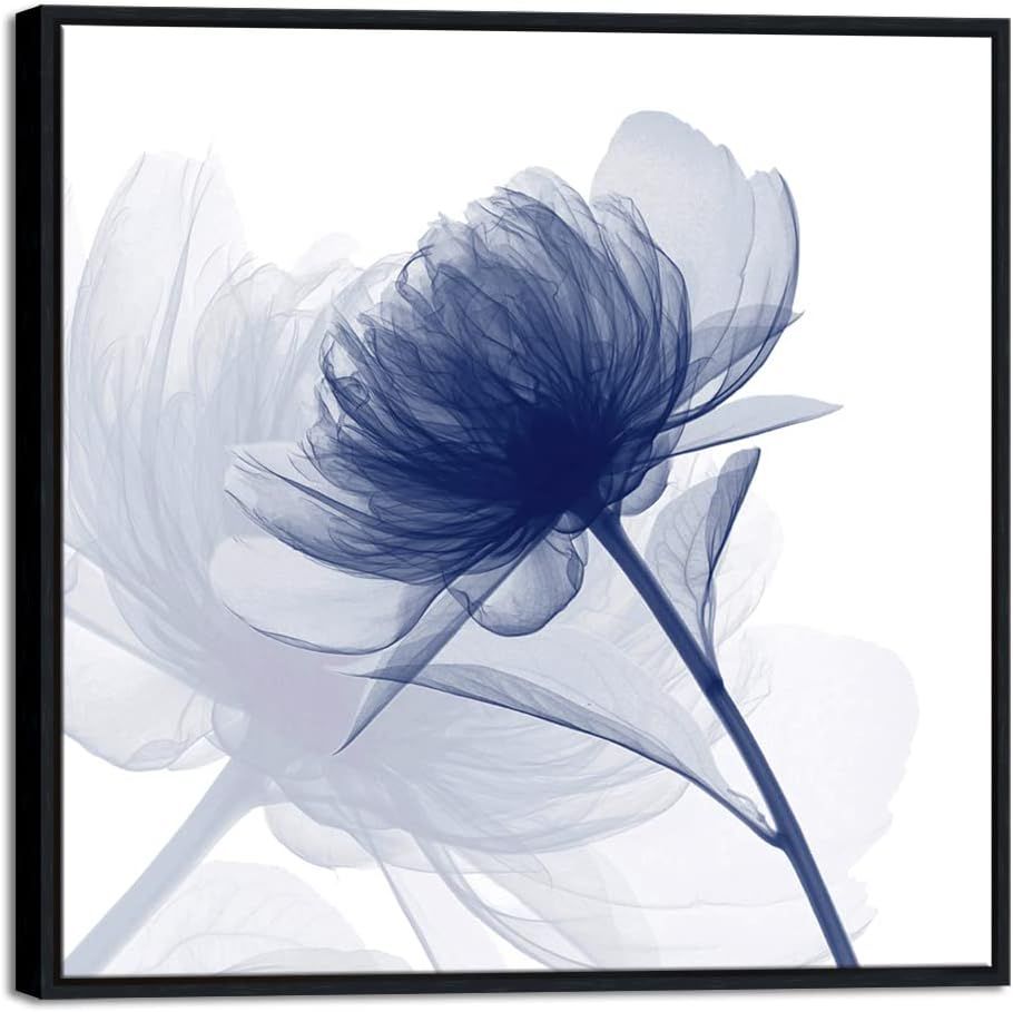 Blue Floral Abstract Canvas Wall Art 24x24