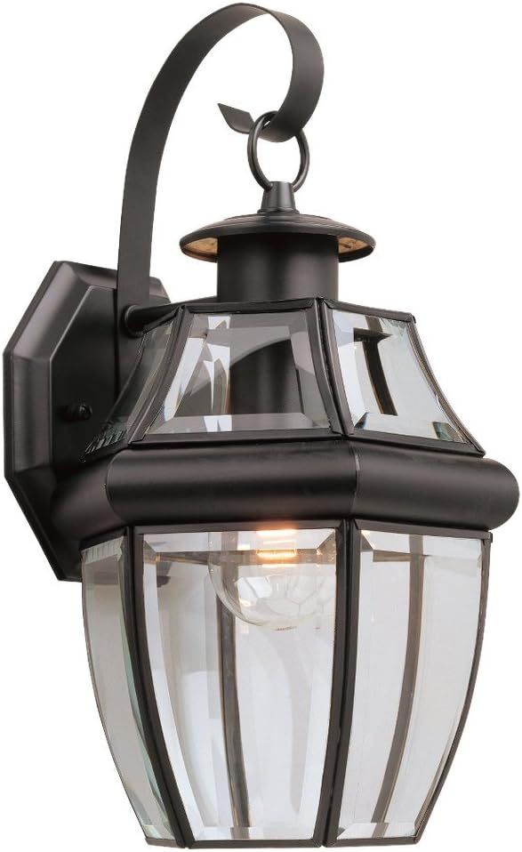 Black 14 Inch Outdoor Wall Lantern with Clear Glass