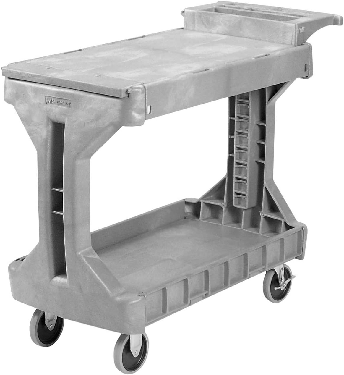 Gray Heavy Duty 2-Tier Rolling Utility Cart with Hinged Side Gates