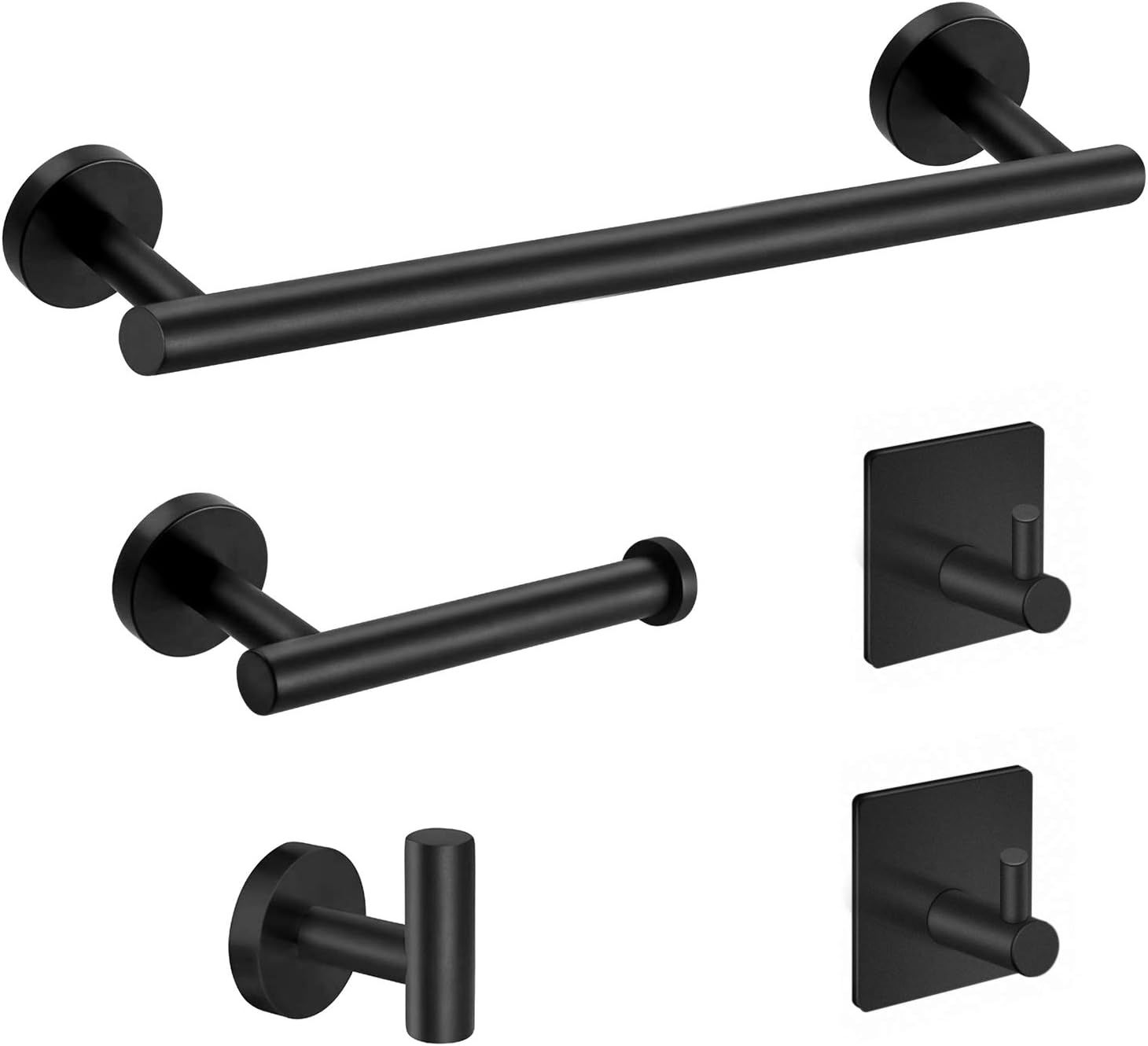 Matte Black Stainless Steel 5-Piece Bathroom Hardware Set