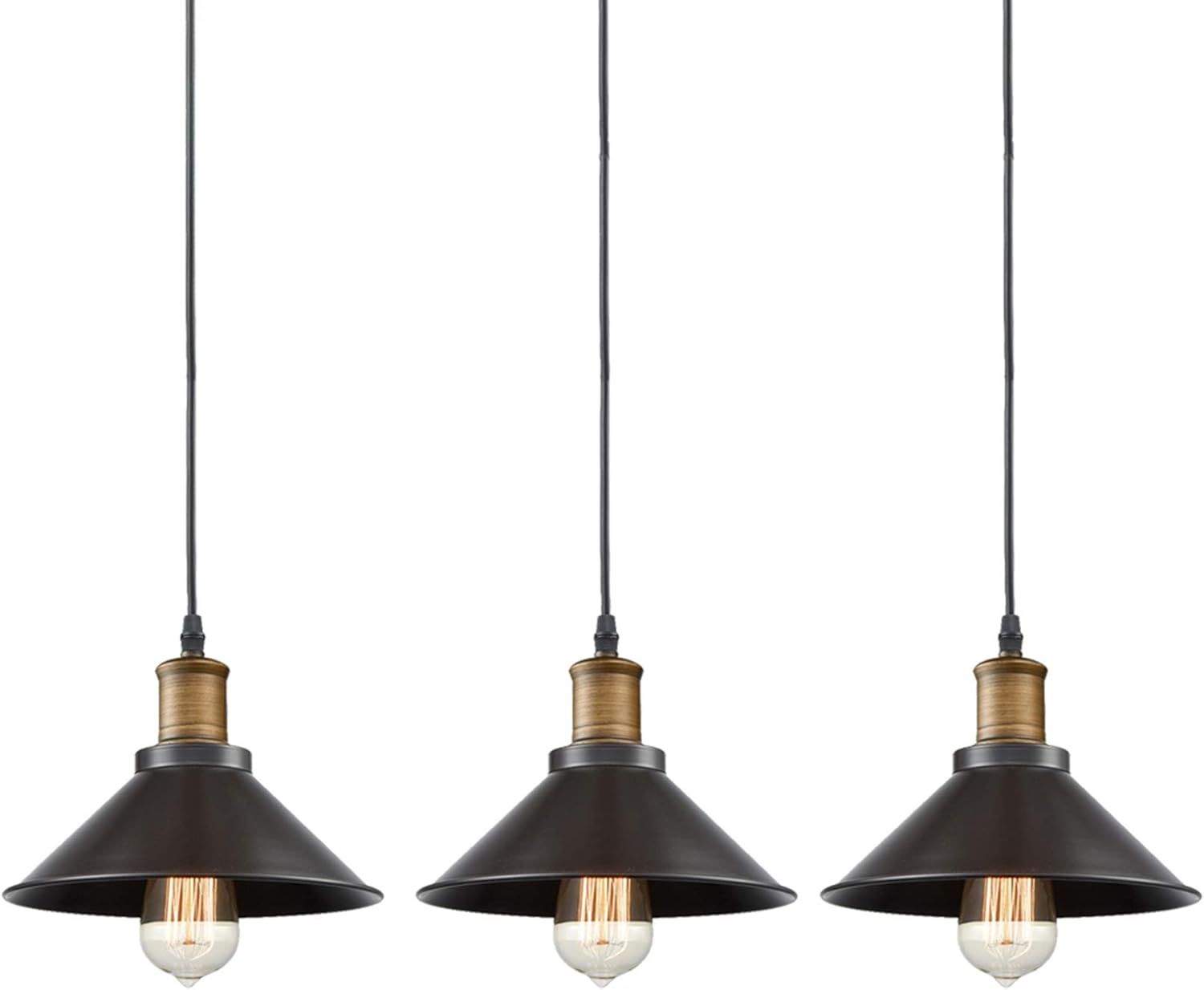 Industrial Bronze Mini Pendant Light 3-Pack with Metal Shades