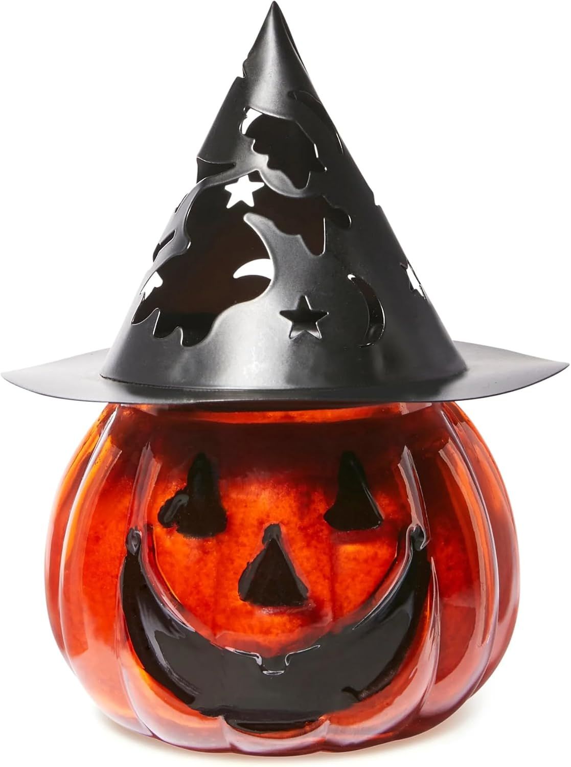 Orange Cinnamon Clove Pumpkin Jar Candle with Witch Hat Lid