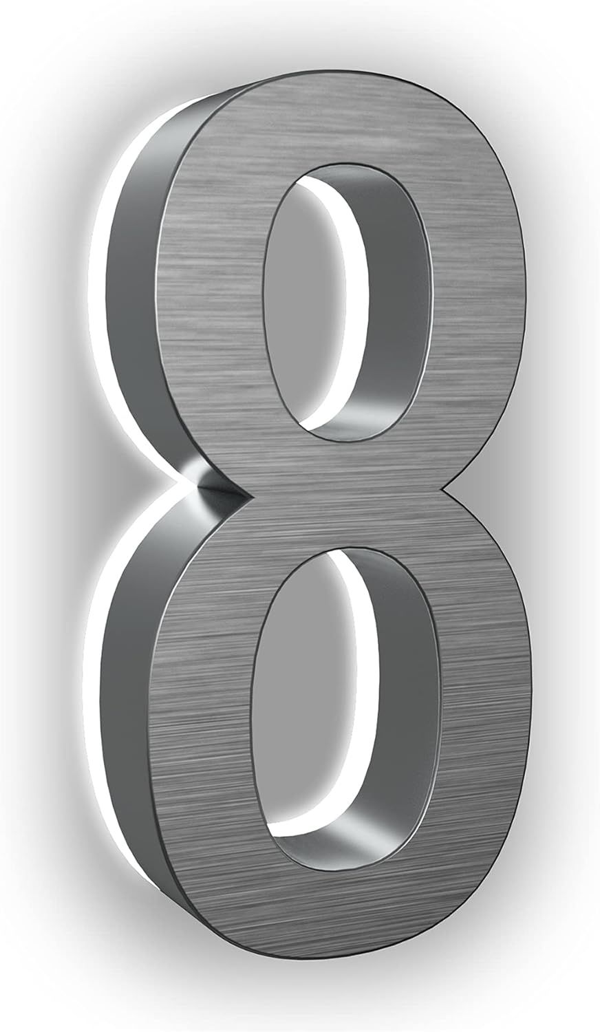 7 Inch Brushed Nickel LED Backlit House Number