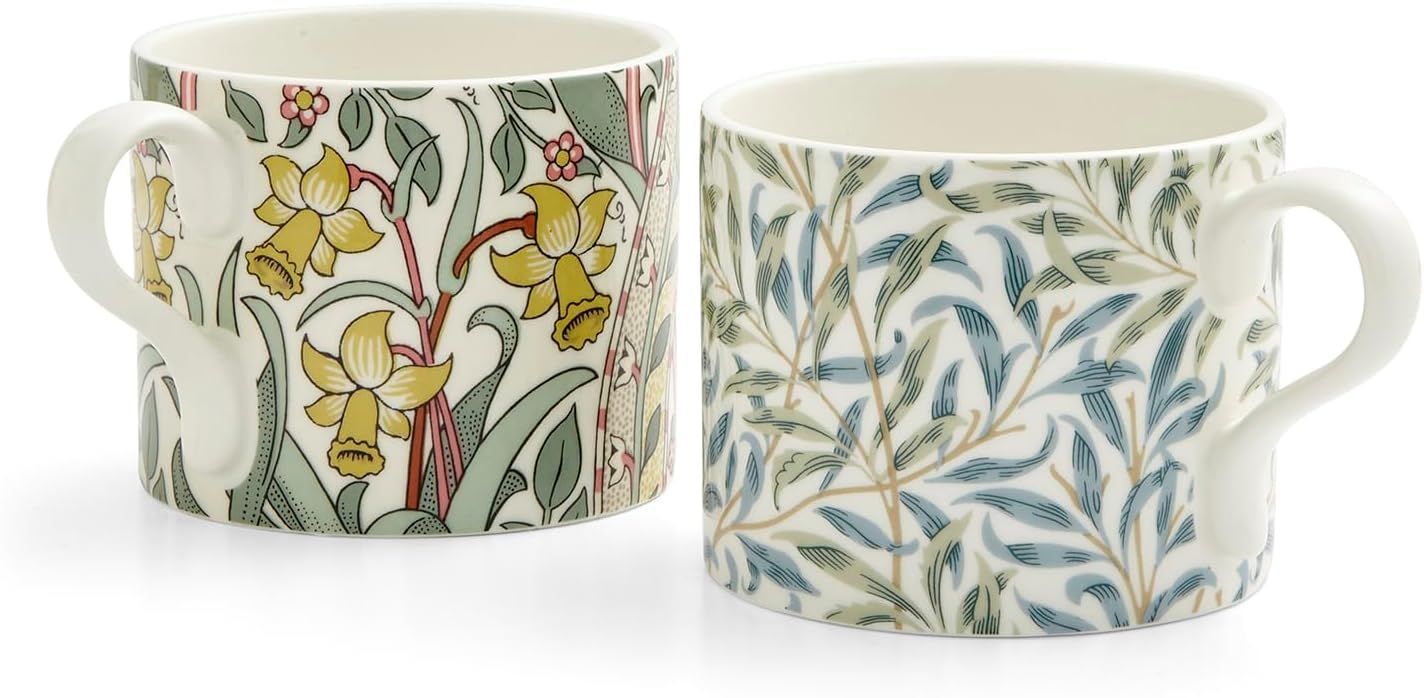 Daffodil and Willow Bough Ceramic Mug Set, 12 oz, Multicolor