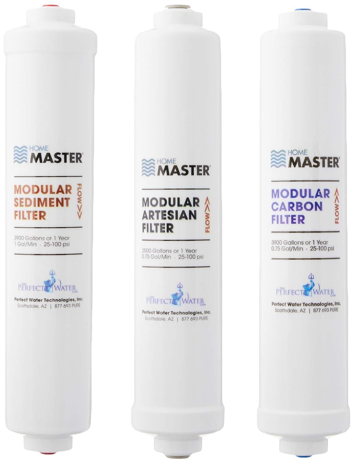 White Modular Sediment, Artesian, and Carbon Water Filter Set