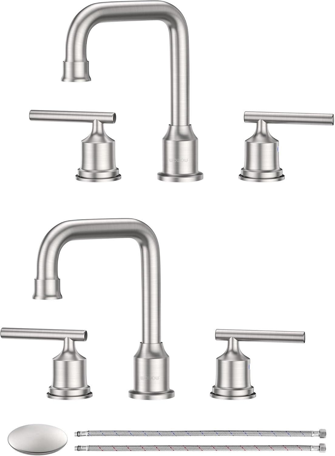 Brushed Nickel 8-Inch Widespread Double Handle Bathroom Faucet Set