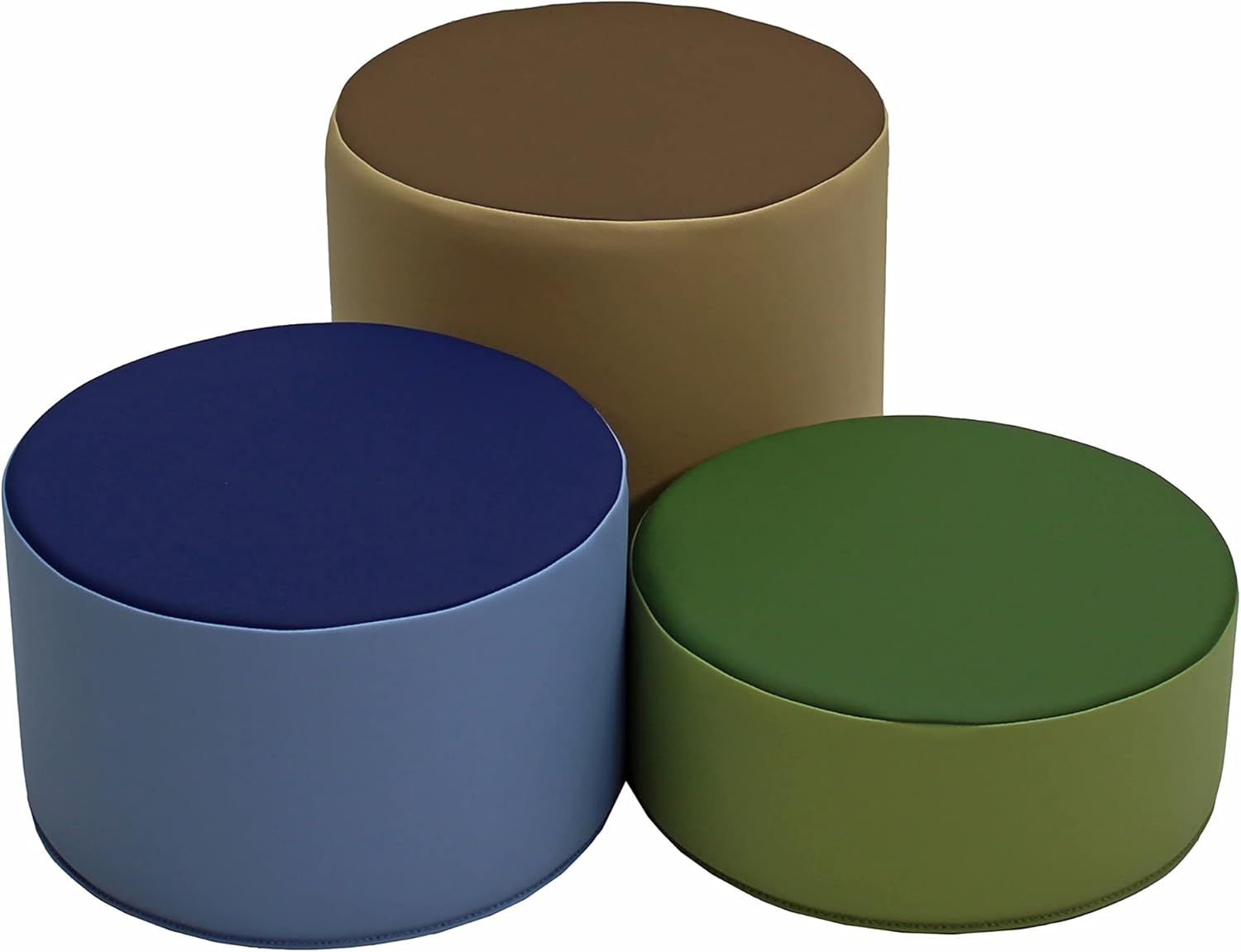 Earthtone Round Foam Ottomans Set, 3-Piece