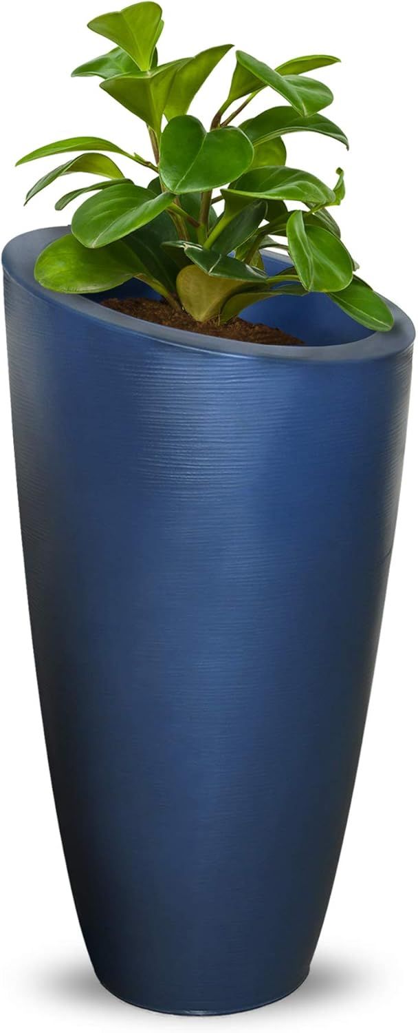 Neptune Blue Tall Polyethylene Outdoor Planter