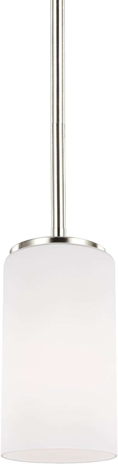 Alturas Mini-Pendant Light in Brushed Nickel with Etched White Glass