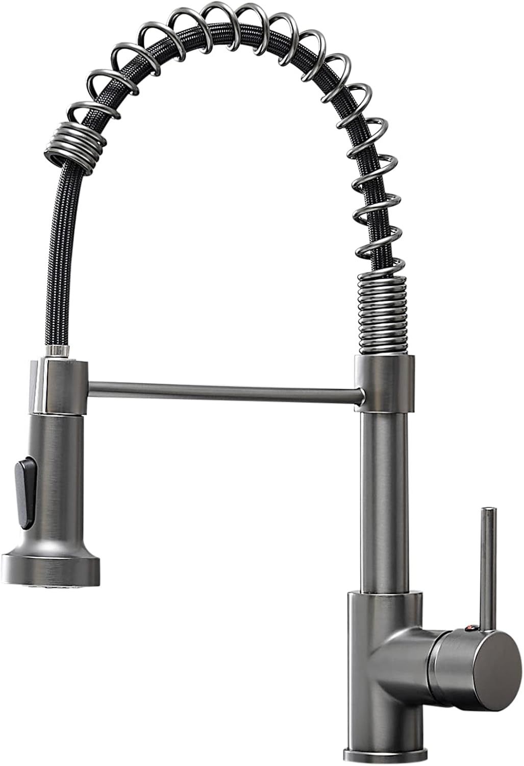 Gunmetal Gray Stainless Steel Pull-Down Kitchen Faucet with Sprayer