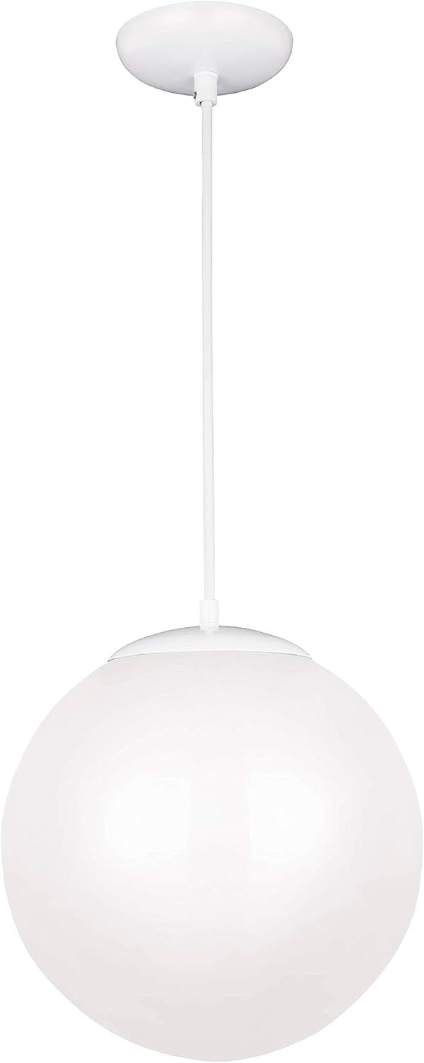 Luminous Globe White Glass 12" Pendant Light with Opal Diffuser