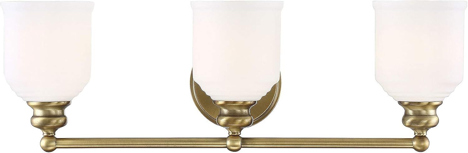 Warm Brass 3-Light Dimmable Bathroom Vanity Fixture