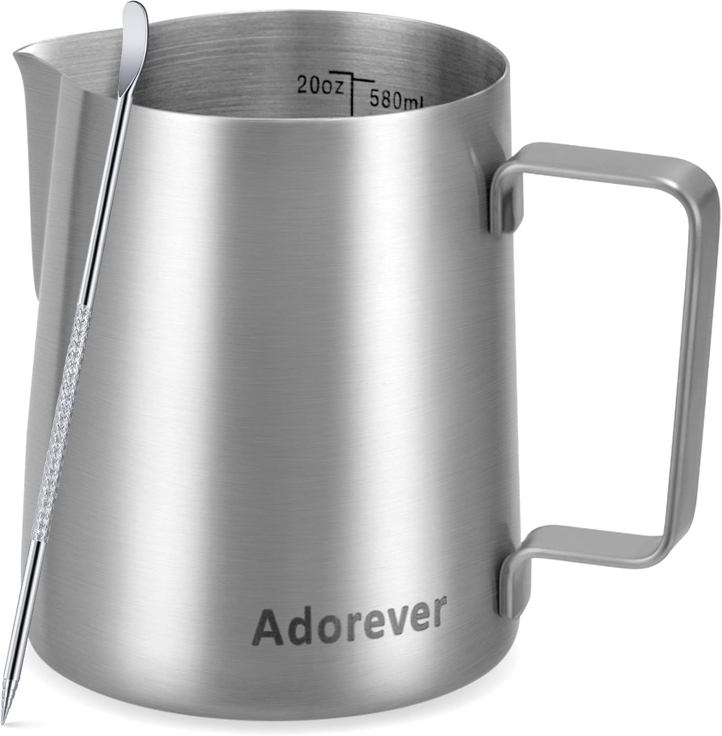 20oz Stainless Steel Milk Frothing Pitcher with Latte Art Pen