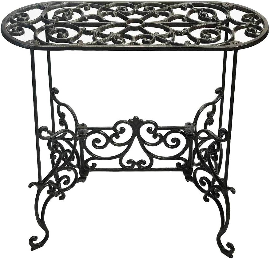 Vintage Black Cast Iron Plant Stand Table