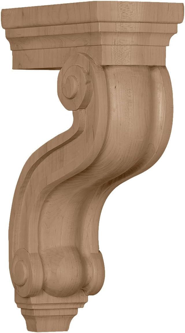 13" Hand-Carved Walnut Wood Corbel