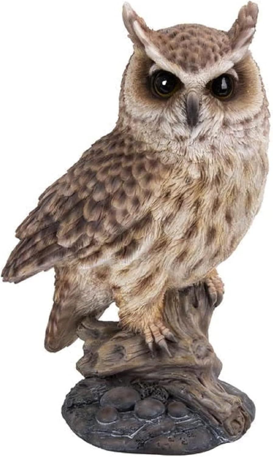 Small Brown Polyresin Long Eared Owl Statue