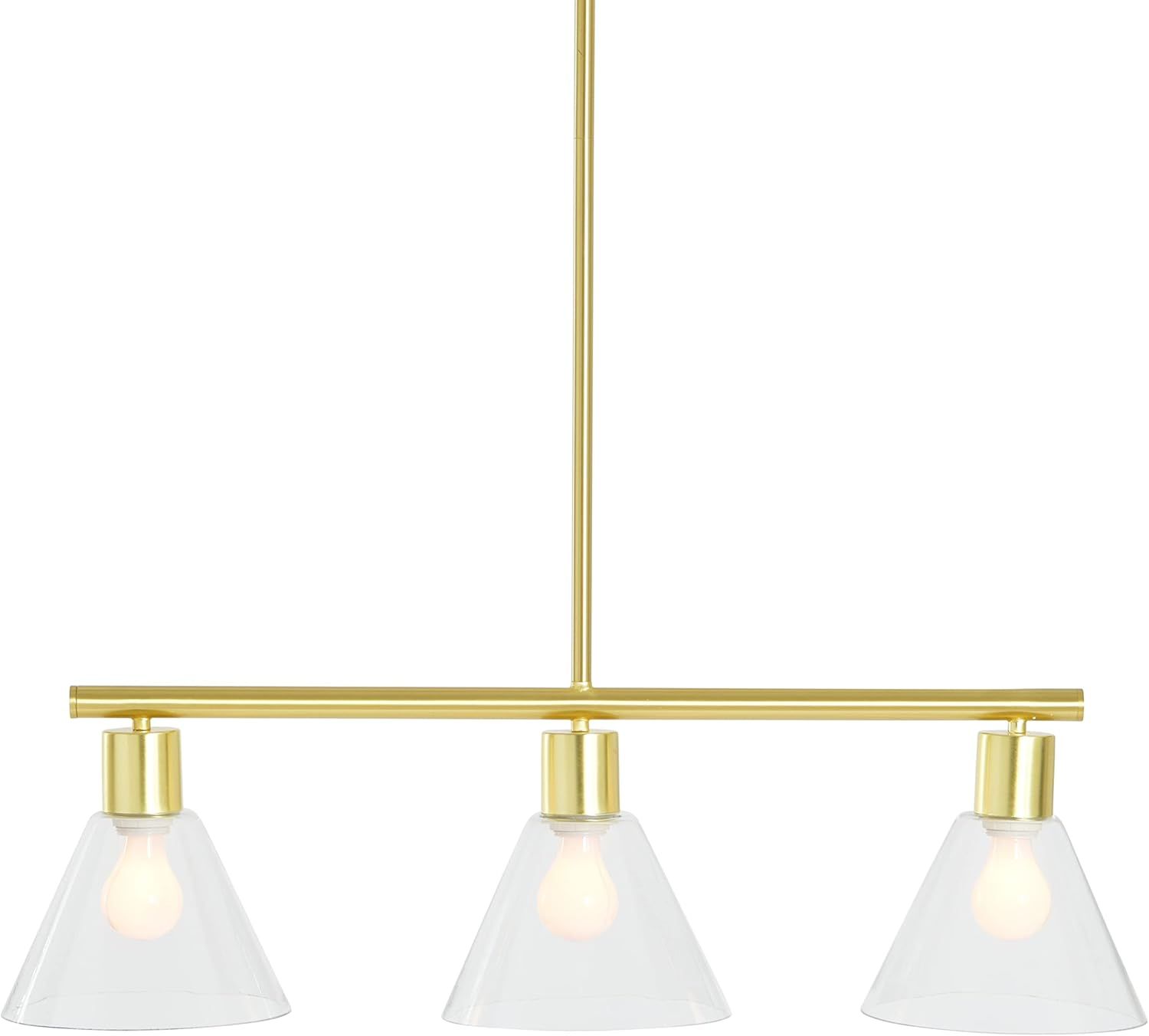 Brushed Gold 3-Light Glass Island Pendant Lamp