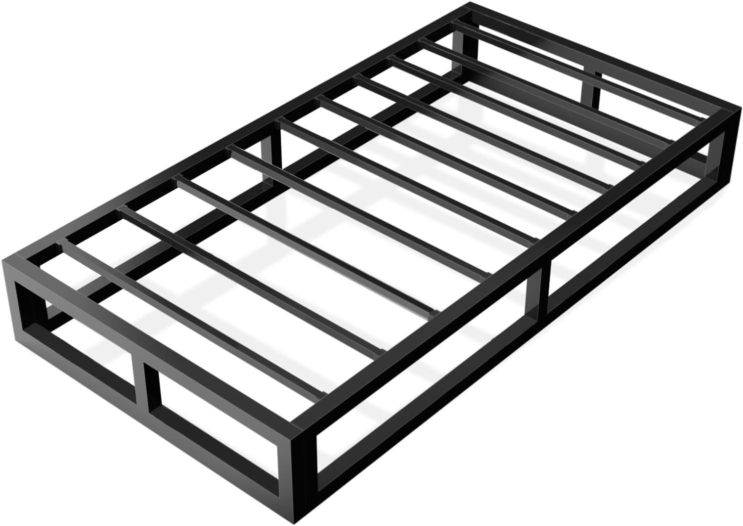 6-Inch Black Twin Metal Platform Bed Frame with Steel Slats