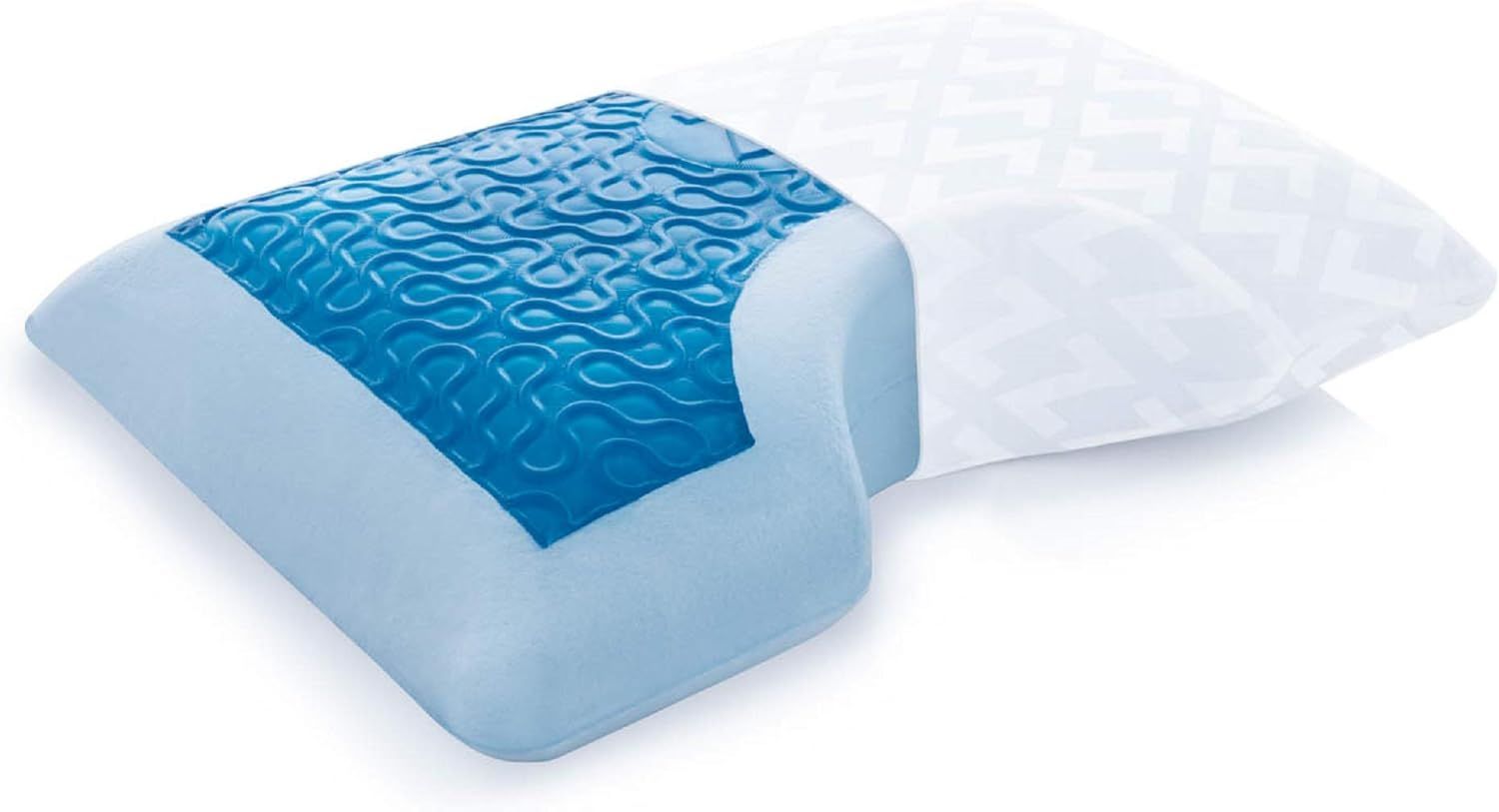 Queen Blue Gel Memory Foam Side Sleeper Pillow