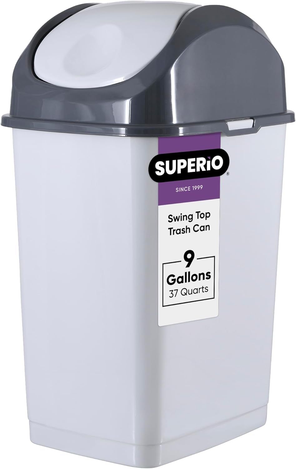 White and Gray Plastic 9 Gallon Swing Top Trash Can