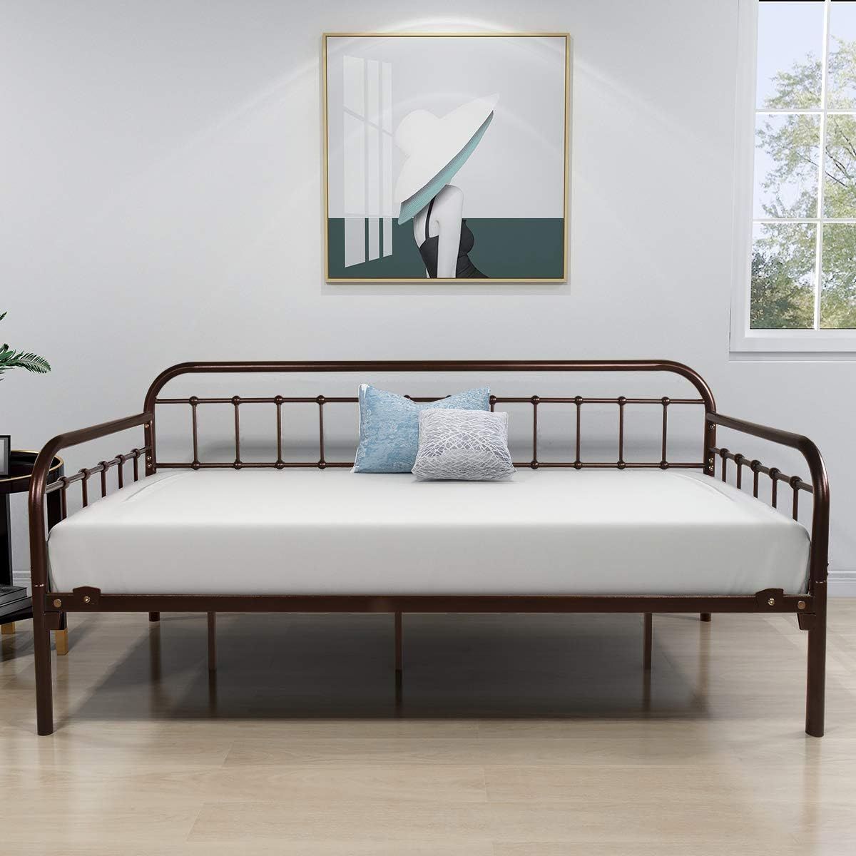 Twin Dark Copper Metal Daybed with Slats