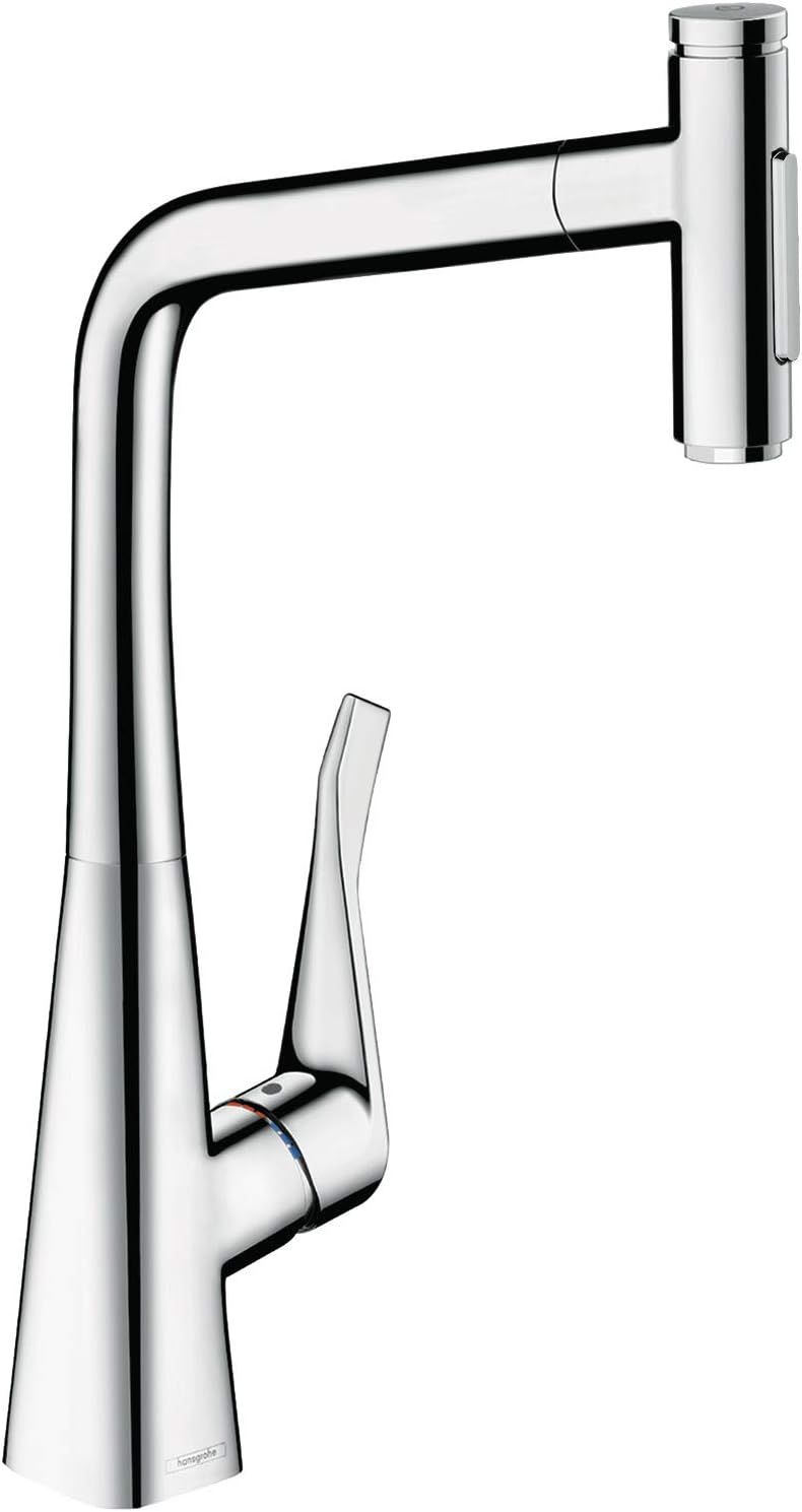 Chrome Brass Modern Kitchen Faucet with Pull-Out Spray