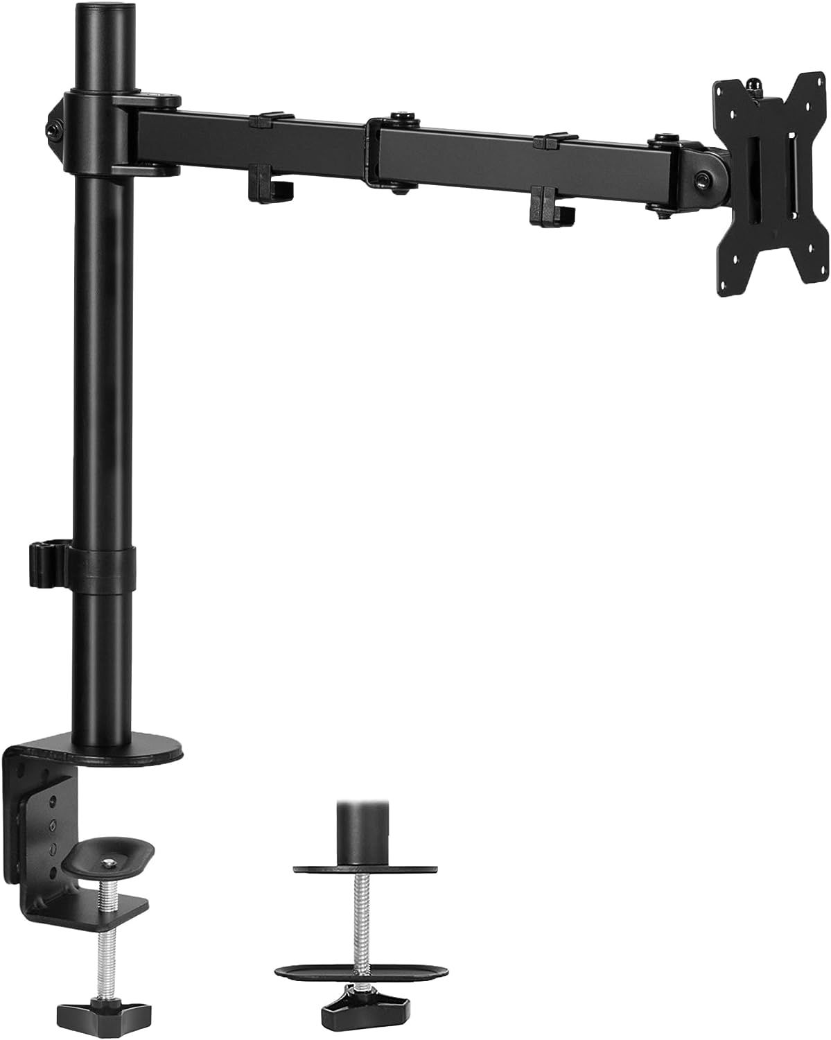 Black Adjustable Aluminum and Steel Desk Mount for 13"-27" Monitors