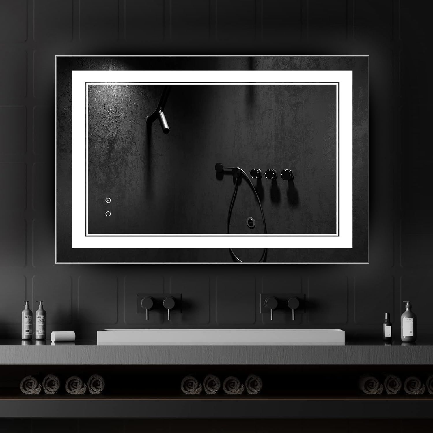 48" Frameless Rectangular LED Bathroom Vanity Mirror