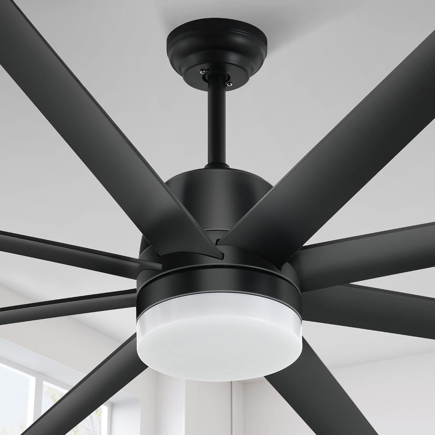 Modern Black 60-Inch Ceiling Fan with LED Light and Remote